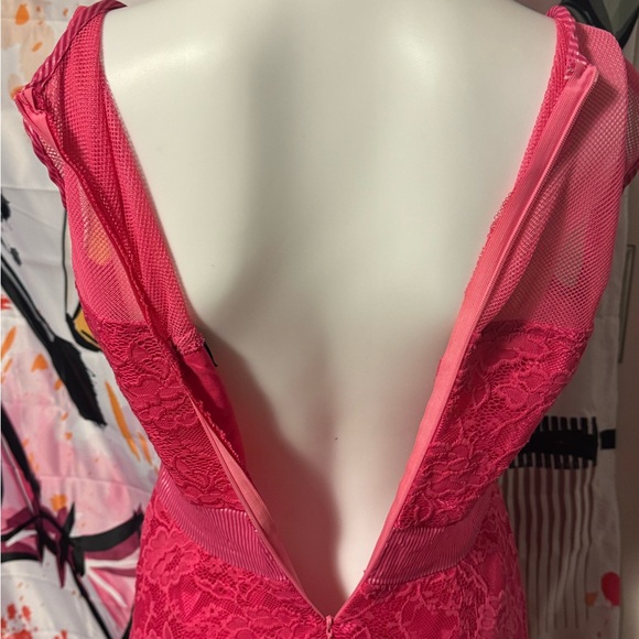 Sourpuss fuchsia lace sleeveless fashion dress with bow detailing with netting - Picture 3 of 13